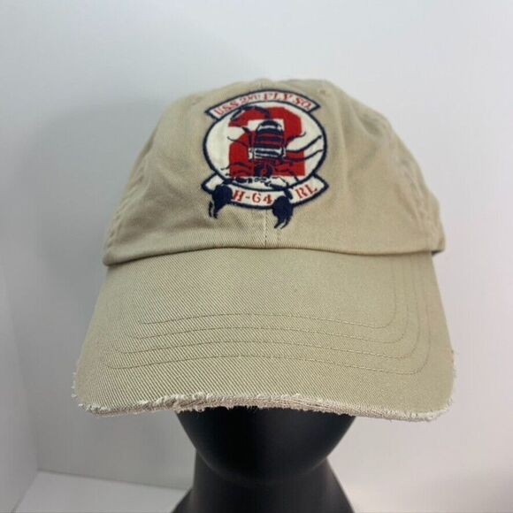 Vintage Polo Ralph Lauren USS 2nd Fly Squadron Scorpion Leather Strapback  Hat‎ - Picture 1 of 6